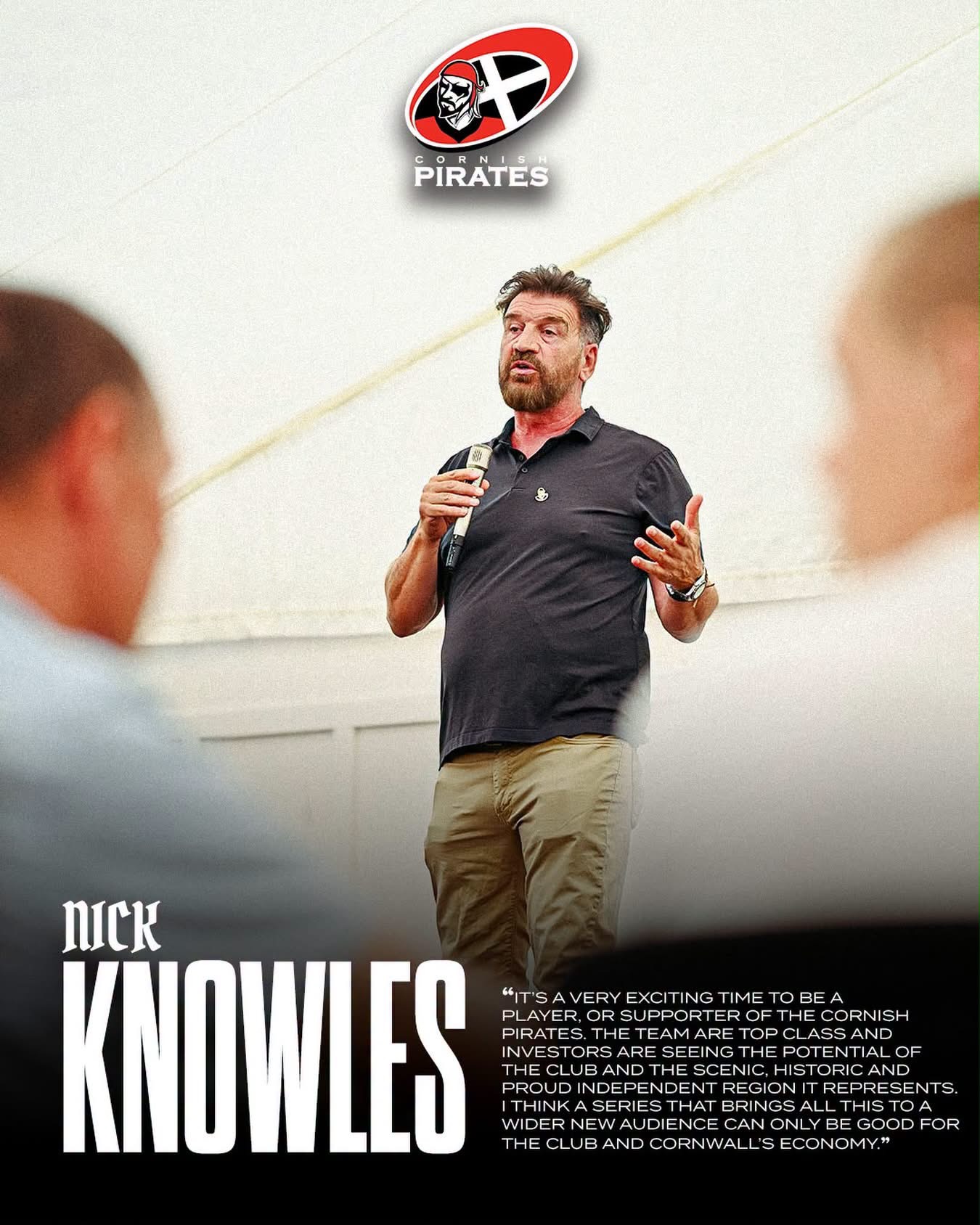 Nick Knowles speaking about his support for Cornish Pirates